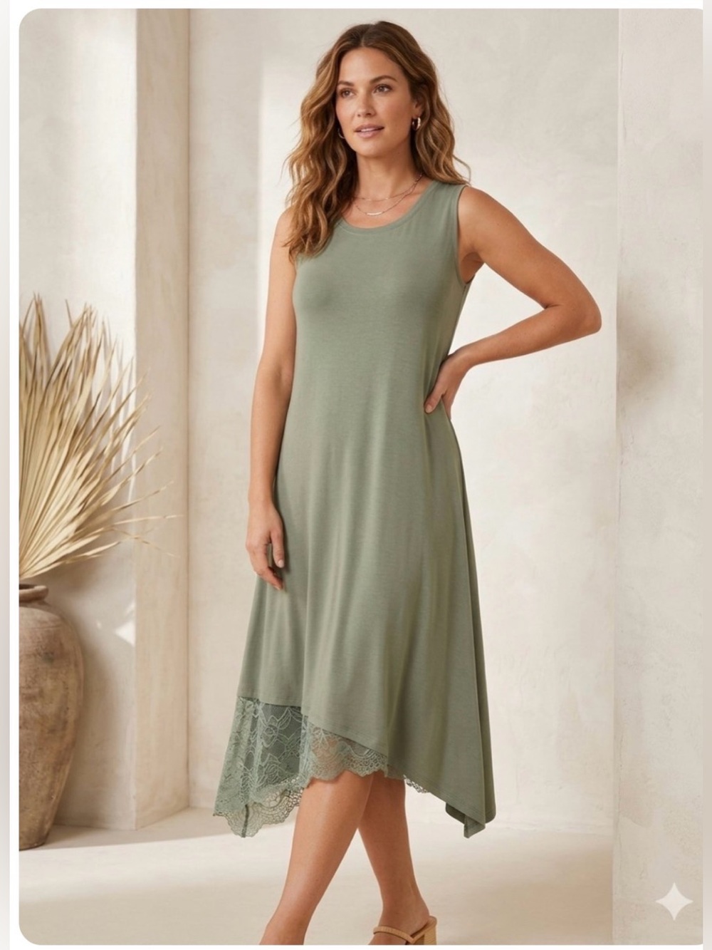LOGO by Lori Goldstein stretchy tank Midi Dress Medium